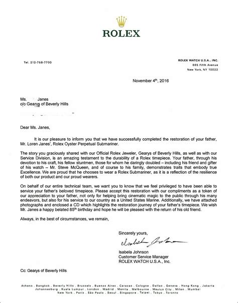 rolex email